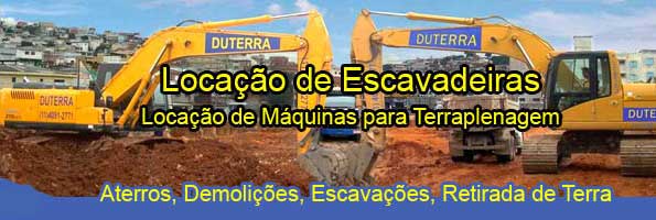 Locação de Escavadeira, Locação de máquinas para terraplenagem, locação de bob cat, locaçõa de retroescavaderias, Aterros, Demolições, Escavações, Retirada de Terra, Terraplenagem, Locação de Máquinas para Terraplenagem